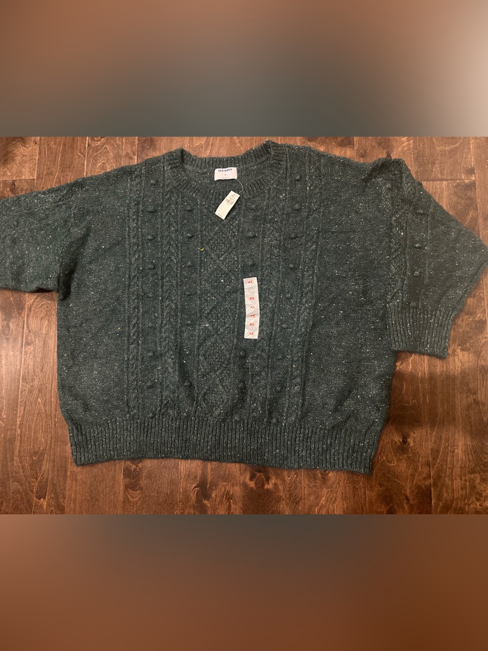 Old Navy Dark Green Cable Bobble Crewneck Sweater